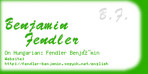 benjamin fendler business card